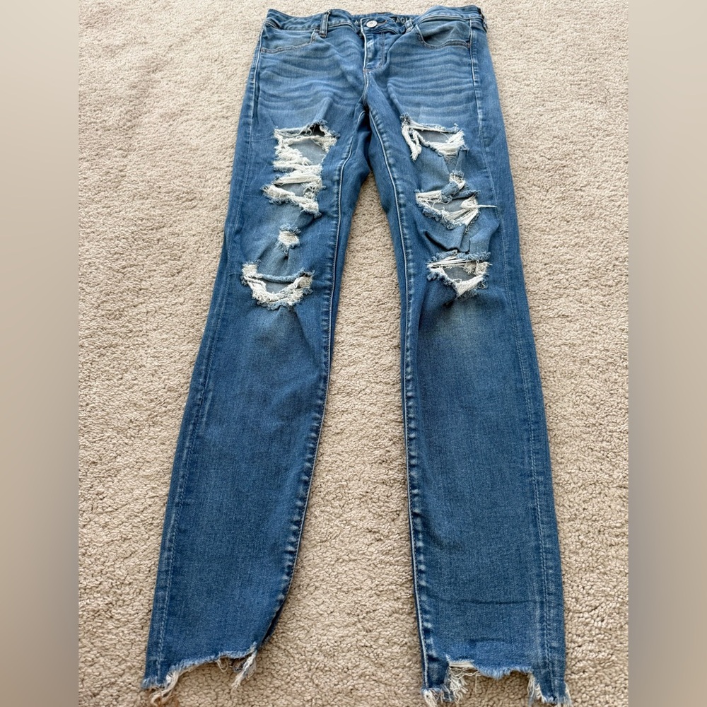 American Eagle Outfitters Blue Skinny Jeans Distressed